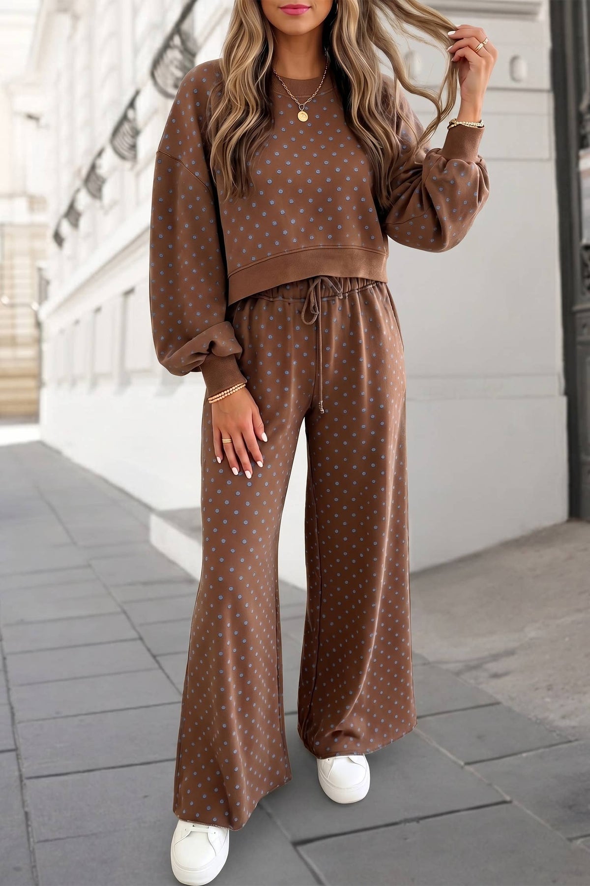 Polka Dot Print High Waist Set