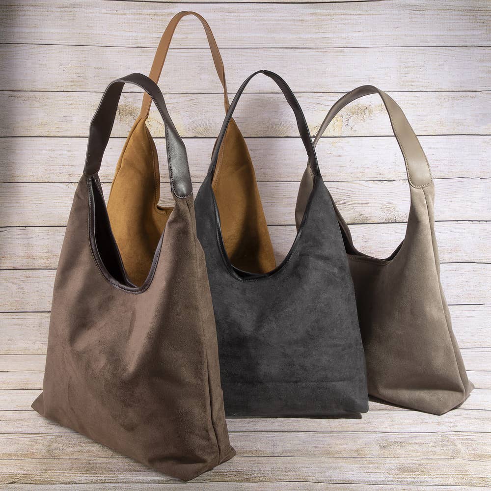 Large Suede Slouchy Hobo Shoulder Bag