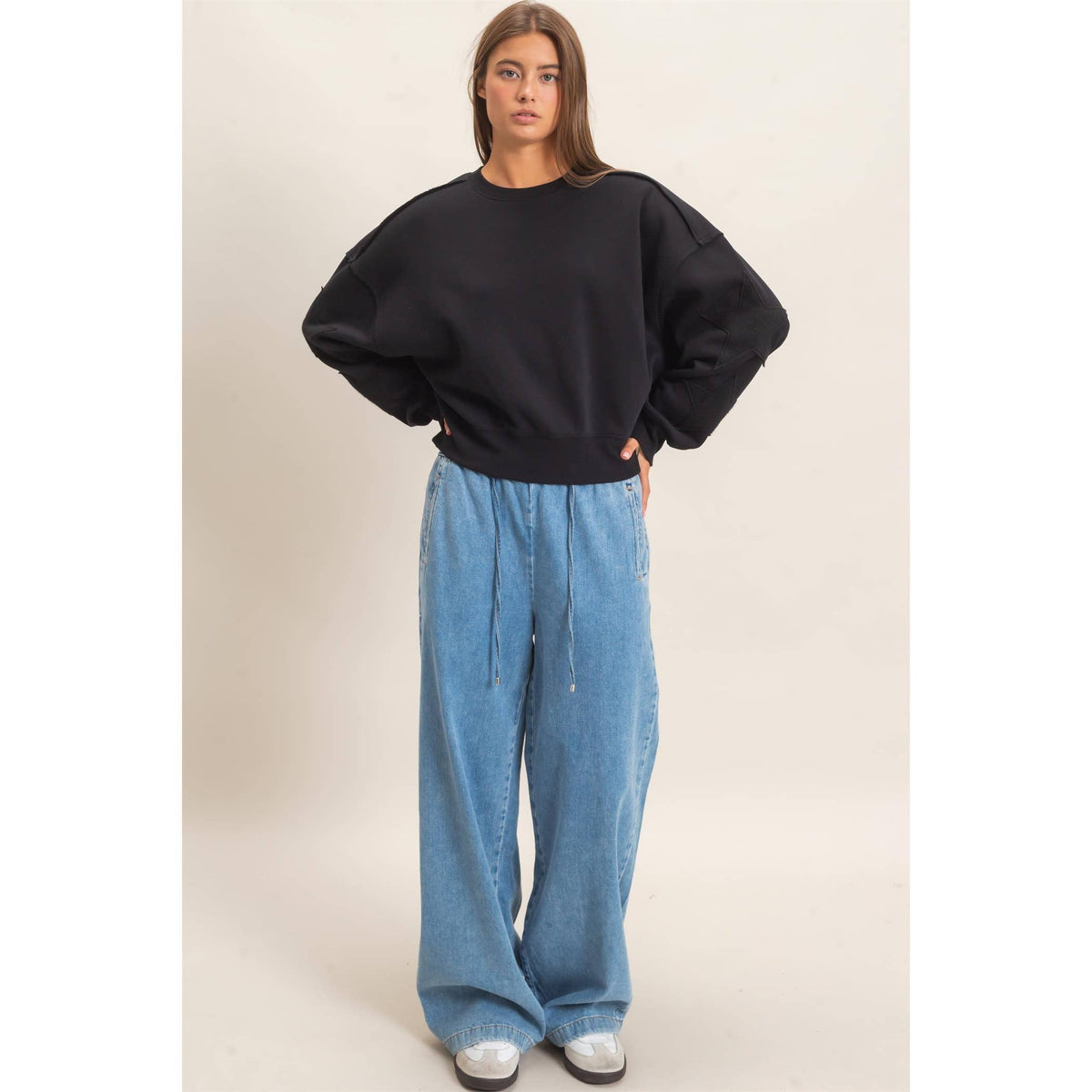 Star Patch Sleeve Sweatshirt
