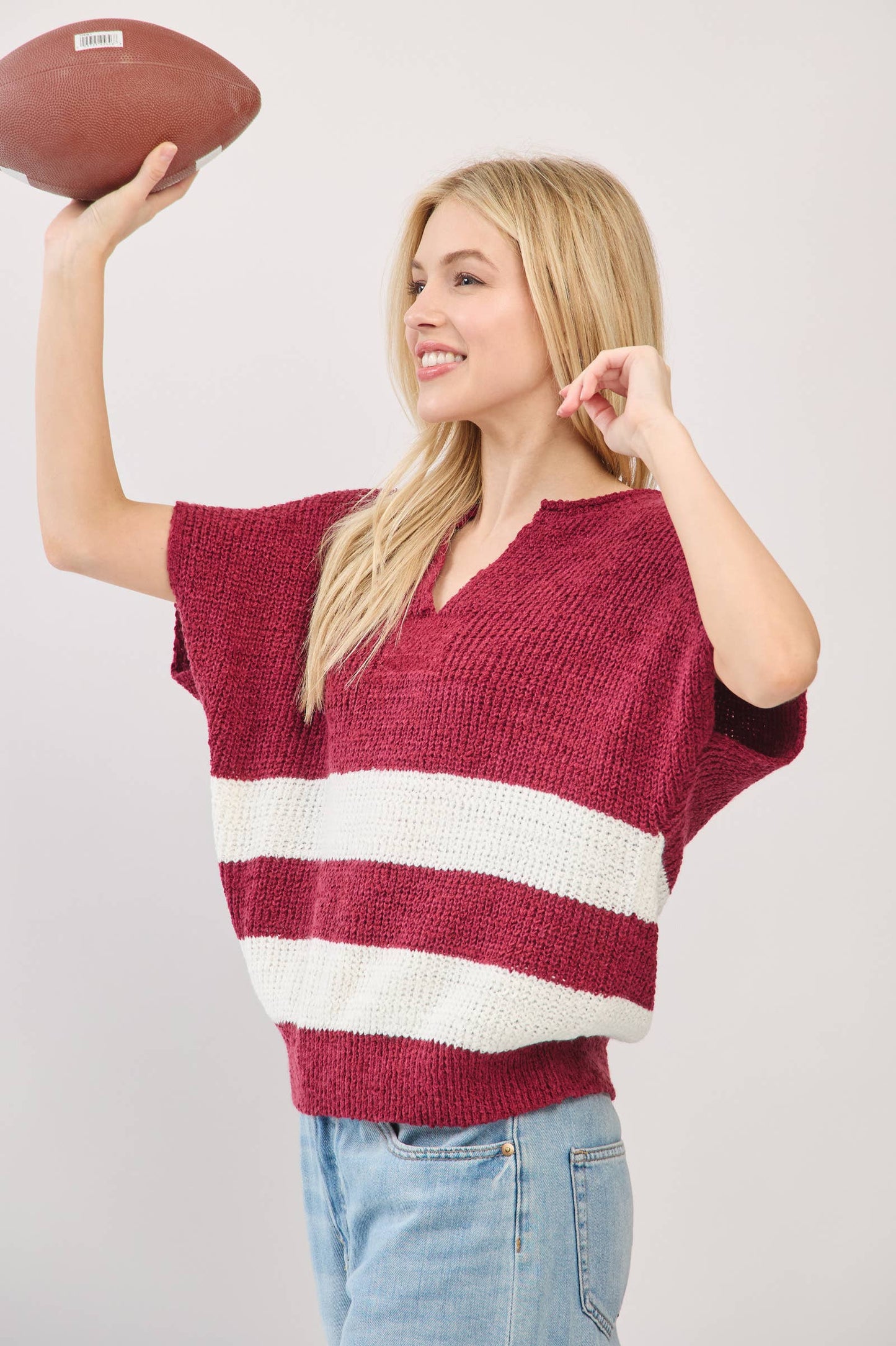 Stripe Knit Sleeveless Sweater