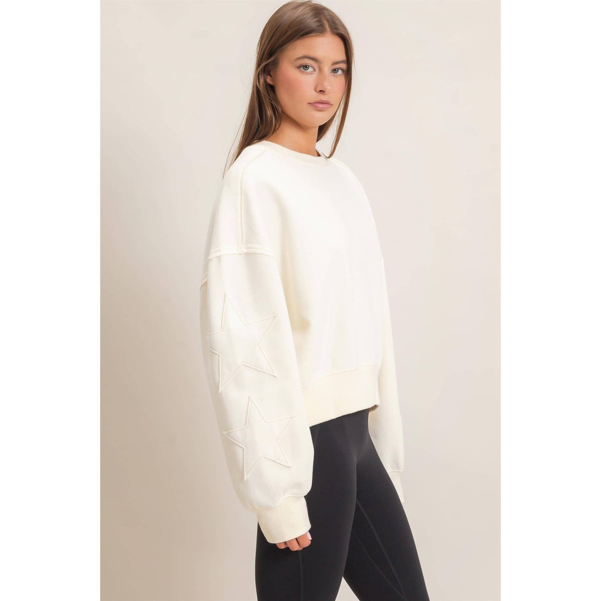 Star Patch Sleeve Sweatshirt