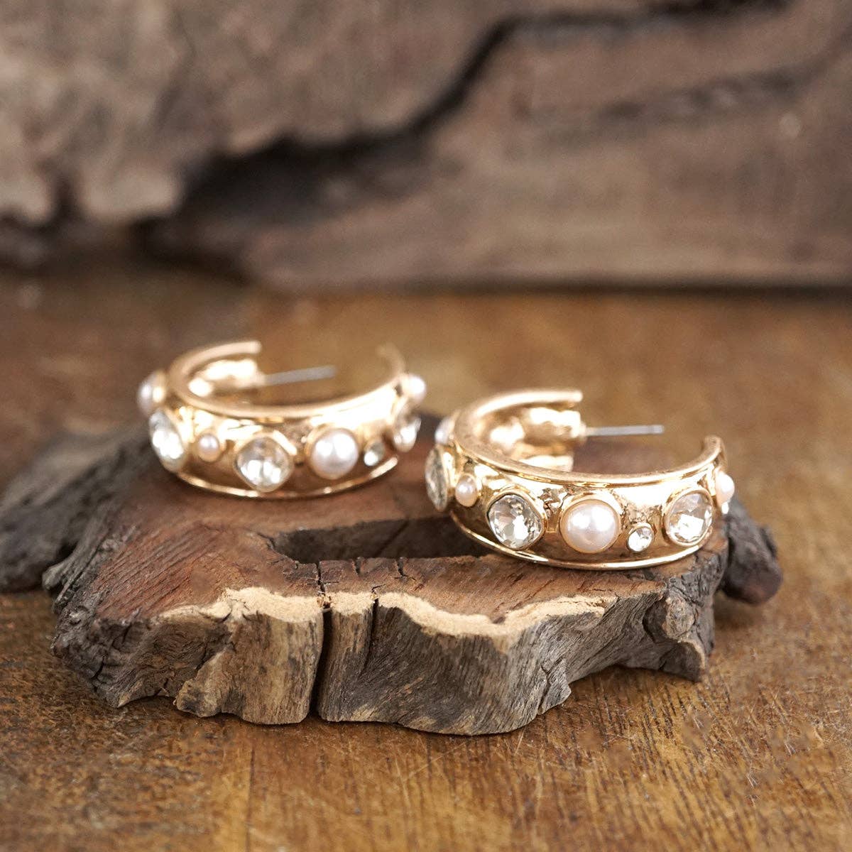Celestial Glow – Jeweled Hoop Earrings