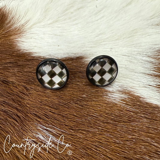 Checkered Dot Earrings