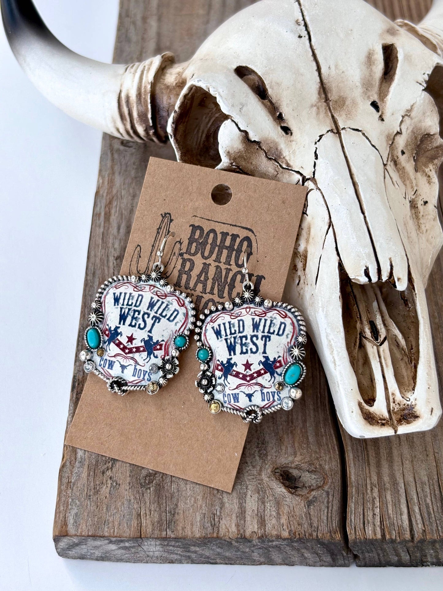 Western Style Pendant with Turquoise Stone Drop Earrings