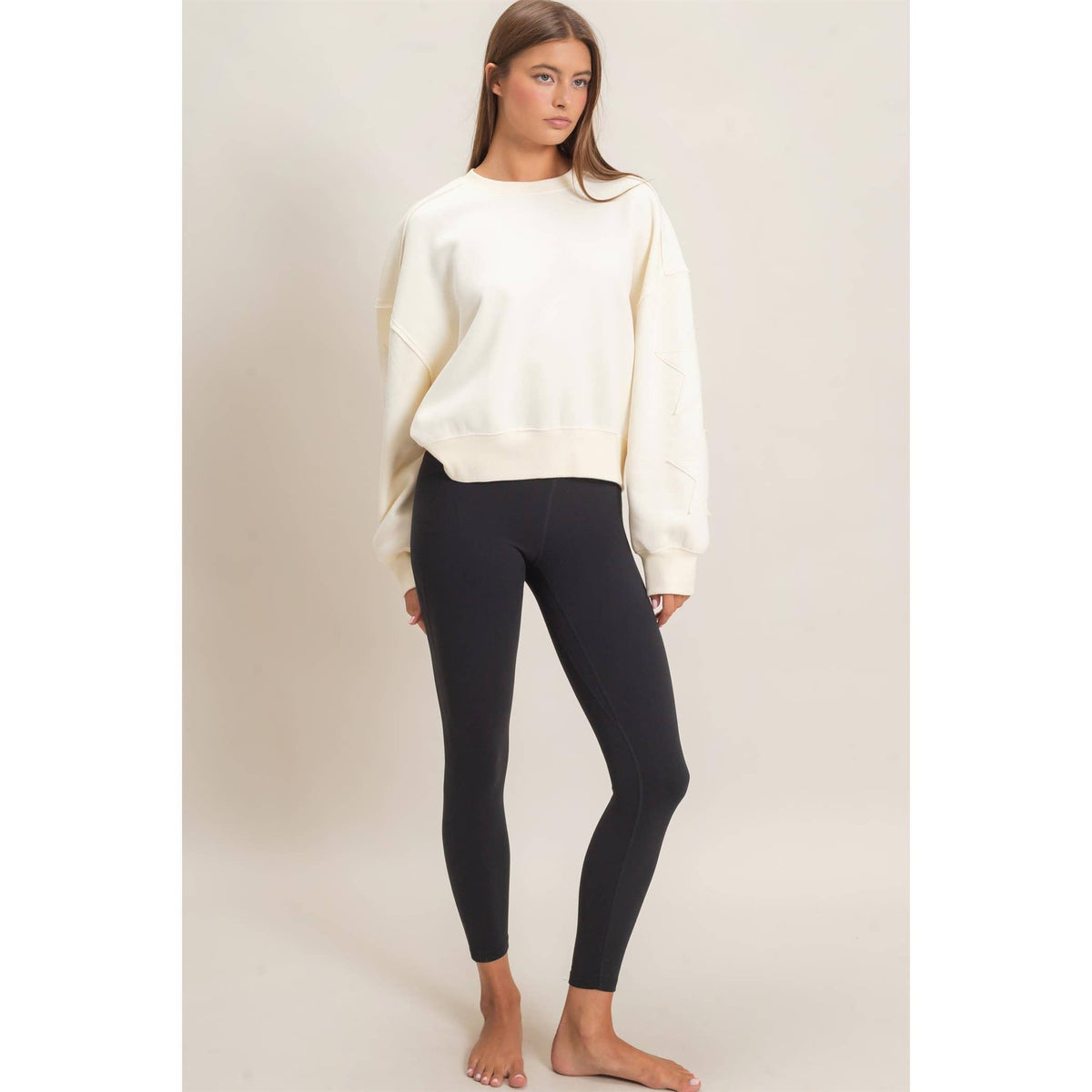 Star Patch Sleeve Sweatshirt
