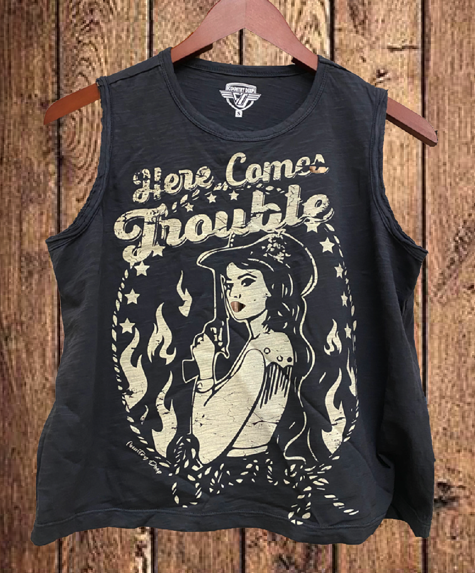 Here Comes Trouble  Muscle Crop Top