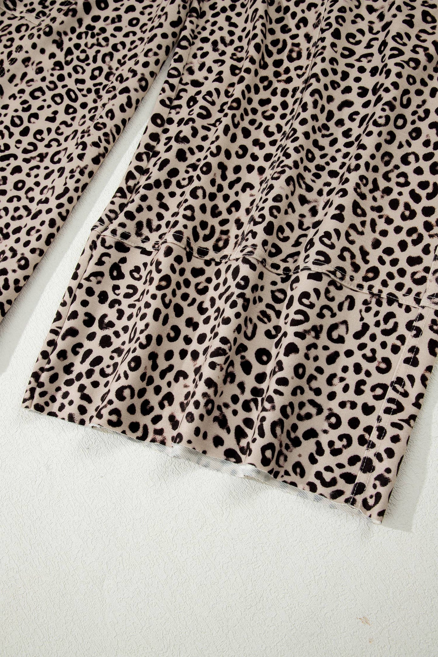 Animal Print Wide Leg Terry Knit Pants