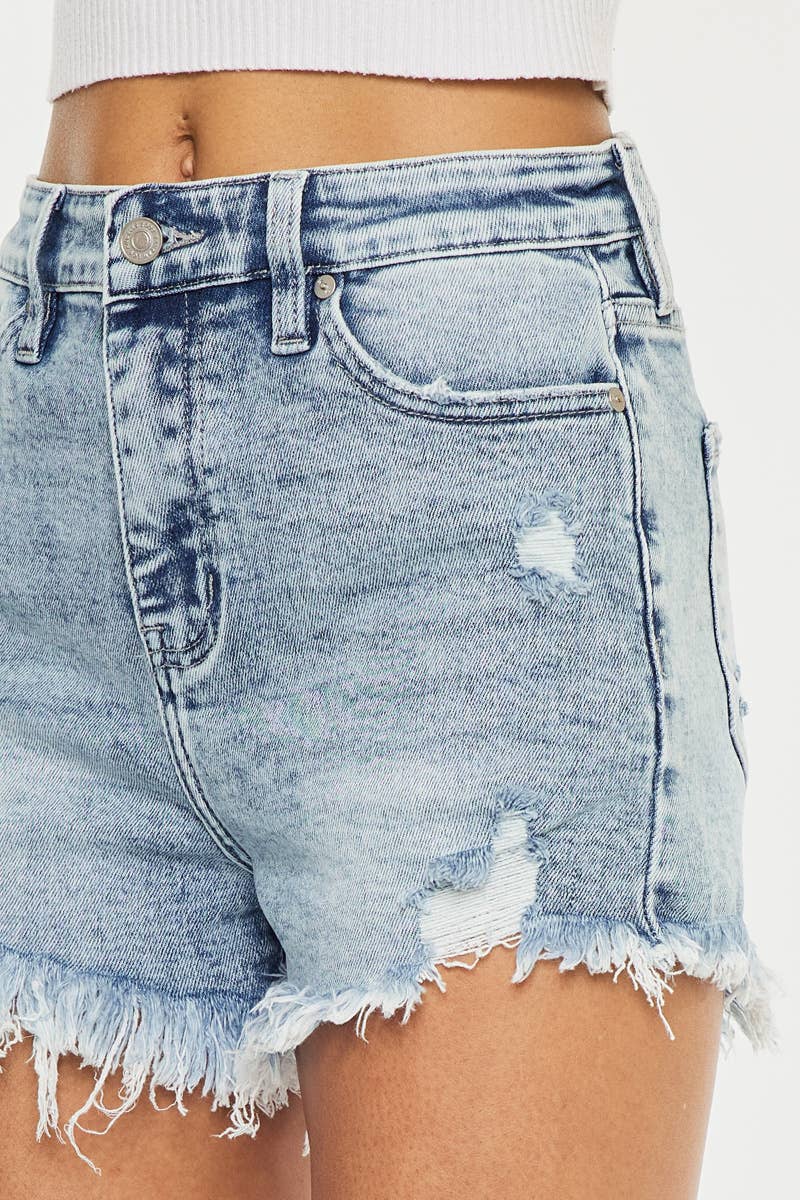 High Rise Fray Hem Shorts