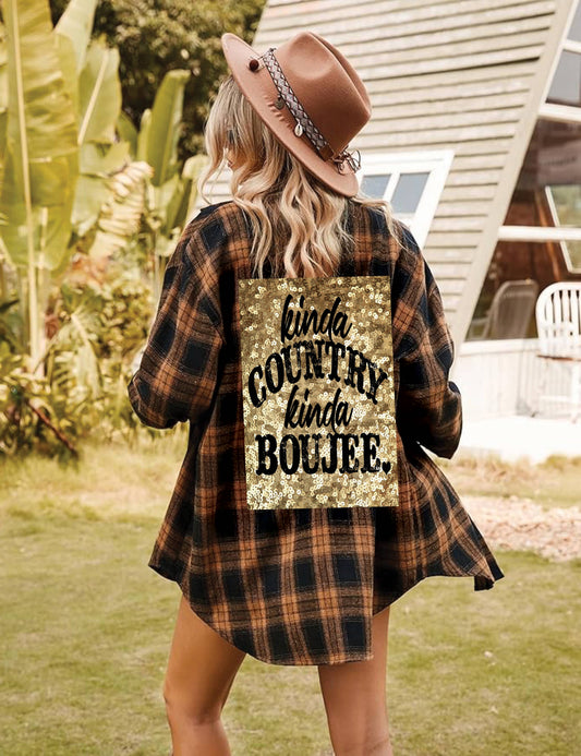 Kinda COUNTRY Kinda BOUJEE Flashy Sequin Patch Flannel
