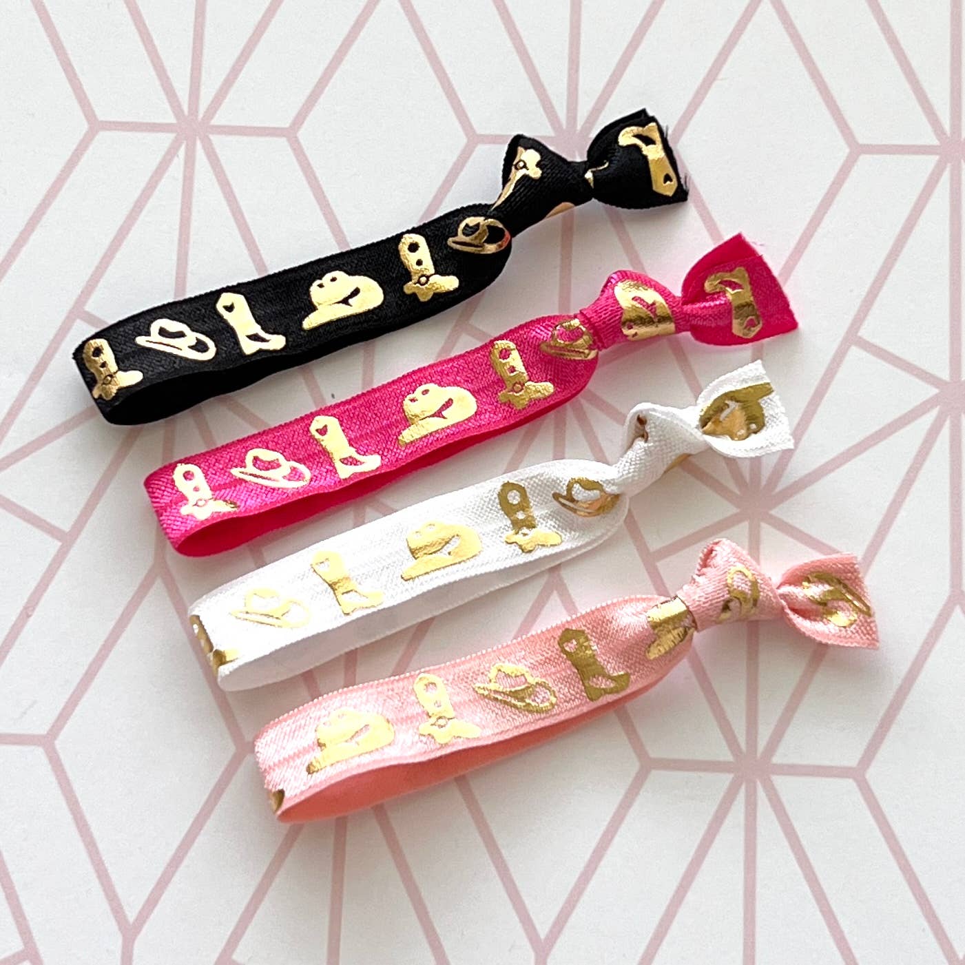 Gold Foil Cowboy Hat + Boots Hair Ties