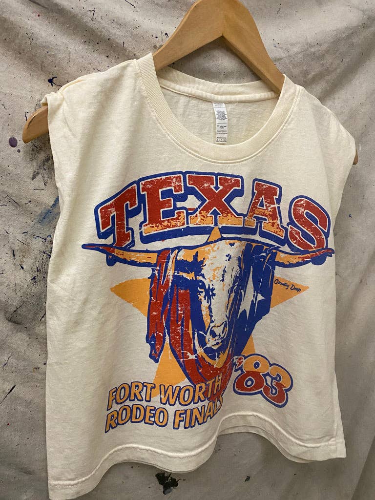 Texas Fort Worth 1983 Rodeo Finals Boxy Midriff Muscle top