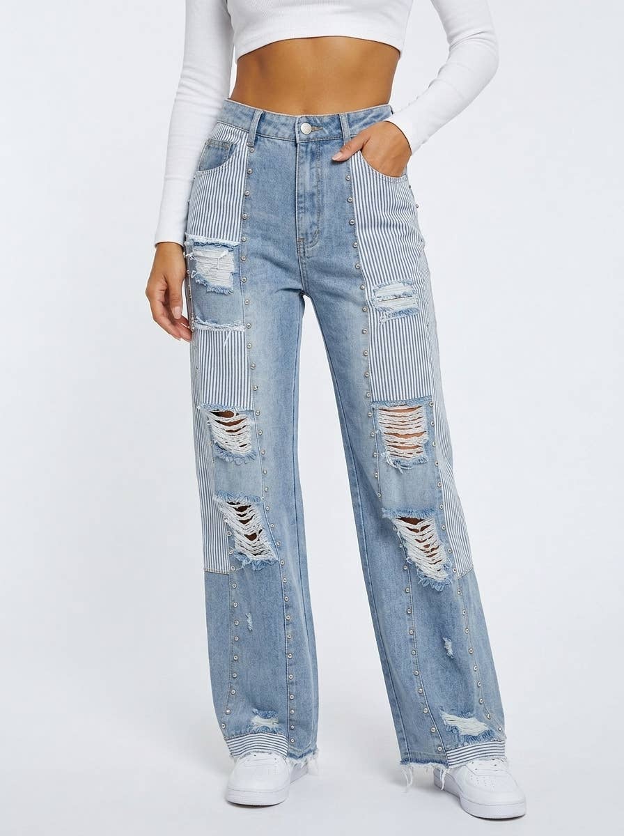Studded Stripe Jeans