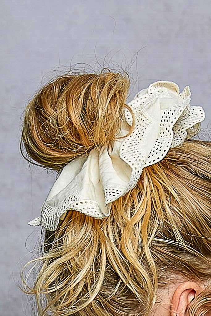 3 Different Designs Scrunchies Embroidered Hair Accessories