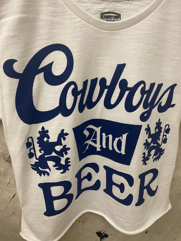Cowboys and Beer Logo Baby doll crop tee