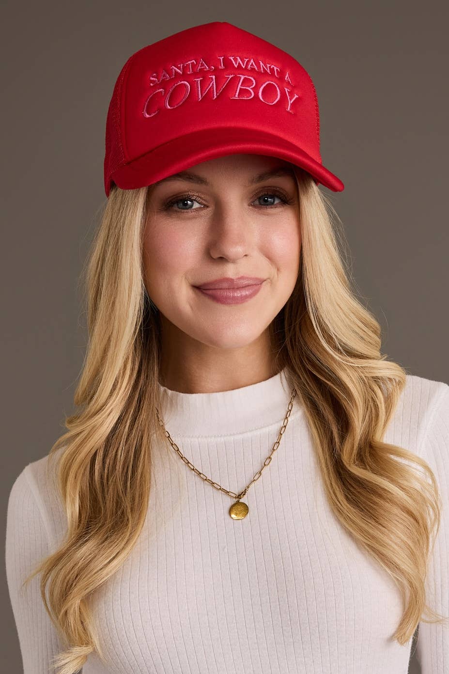 Santa I Want a Cowboy Trucker Hat