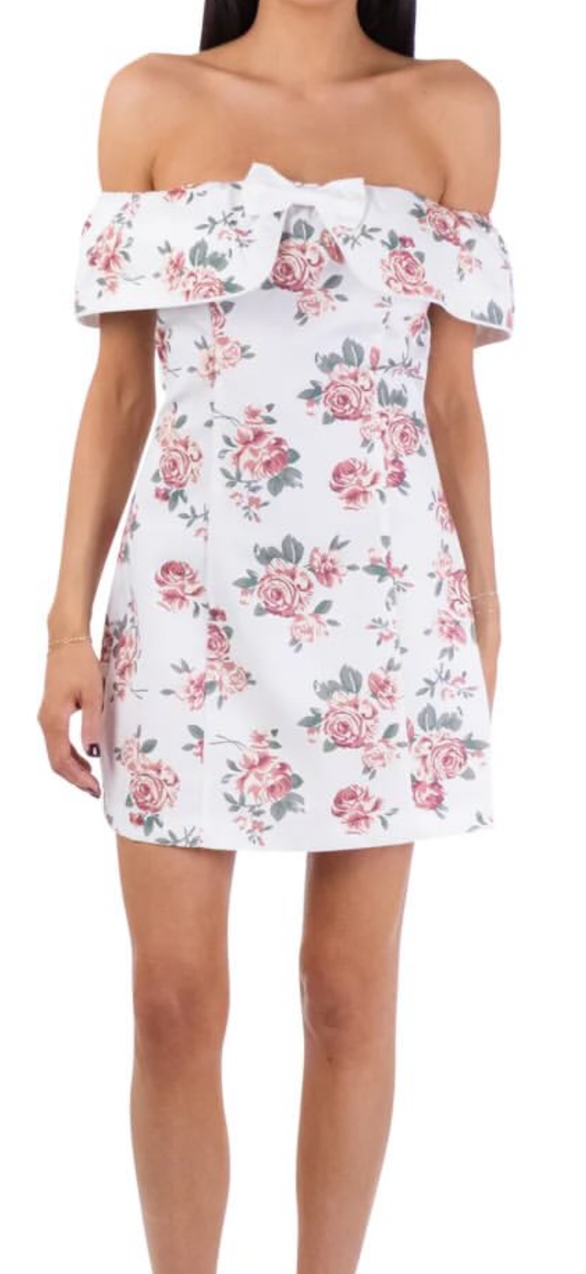 White Rose Mini Bow Dress