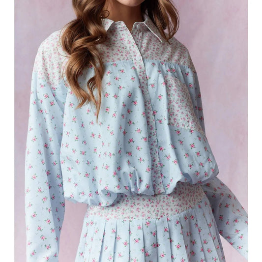 Peach Love Ditsy Floral Cropped Shirt