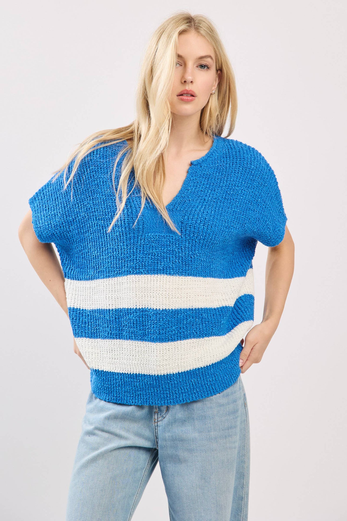 Stripe Knit Sleeveless Sweater