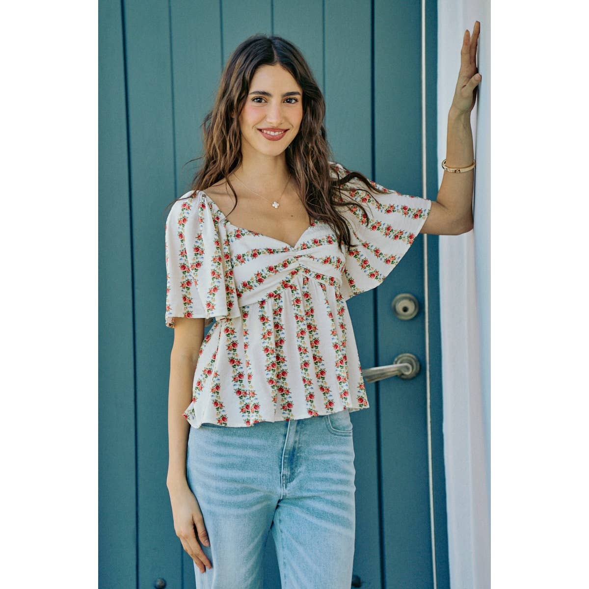 FLORAL FLUTTER BLOUSE