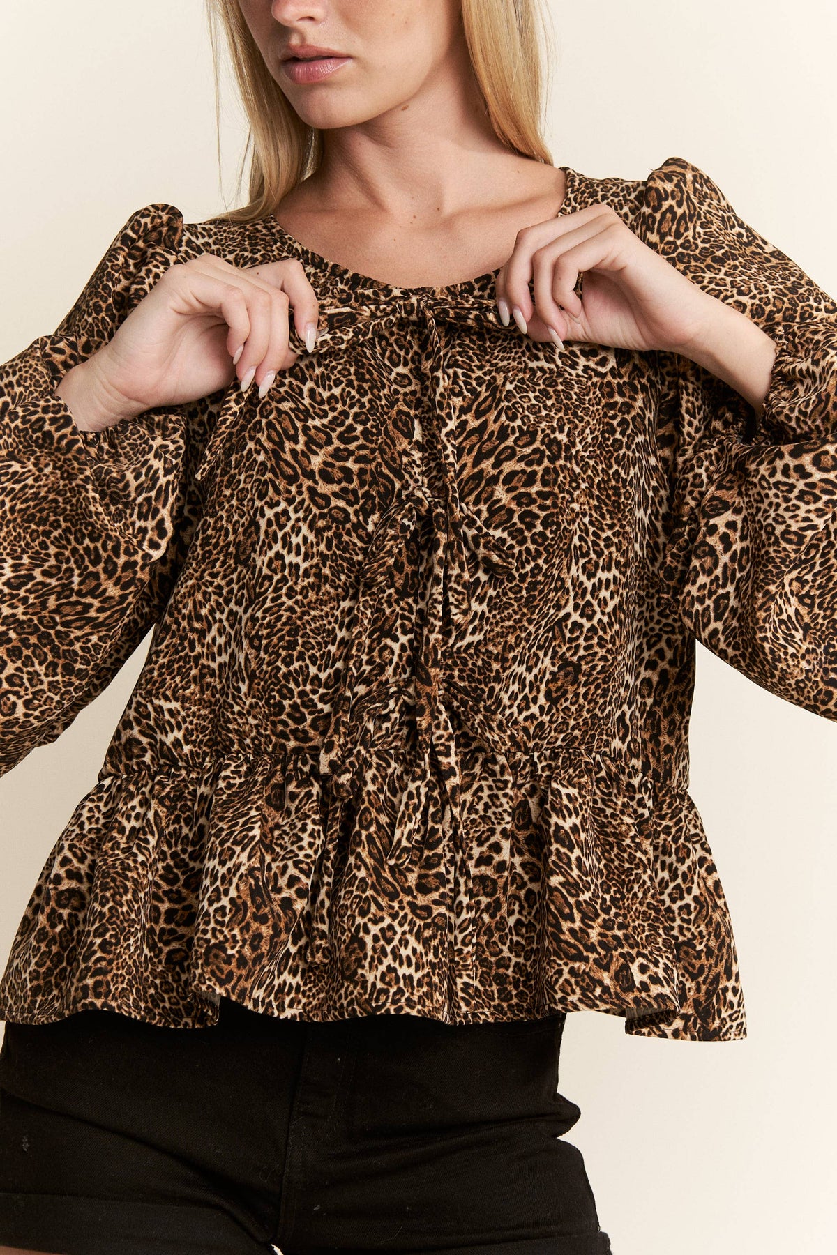 LEOPARD PRINT BOW FRONT TOP- Plus