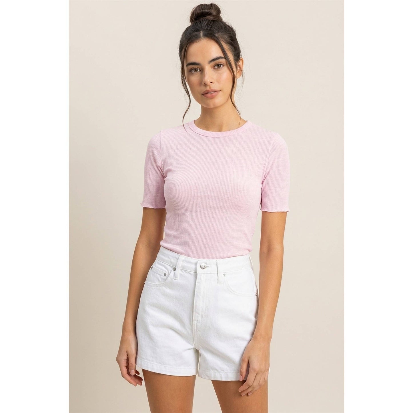 Ribbed Short Sleeve Top