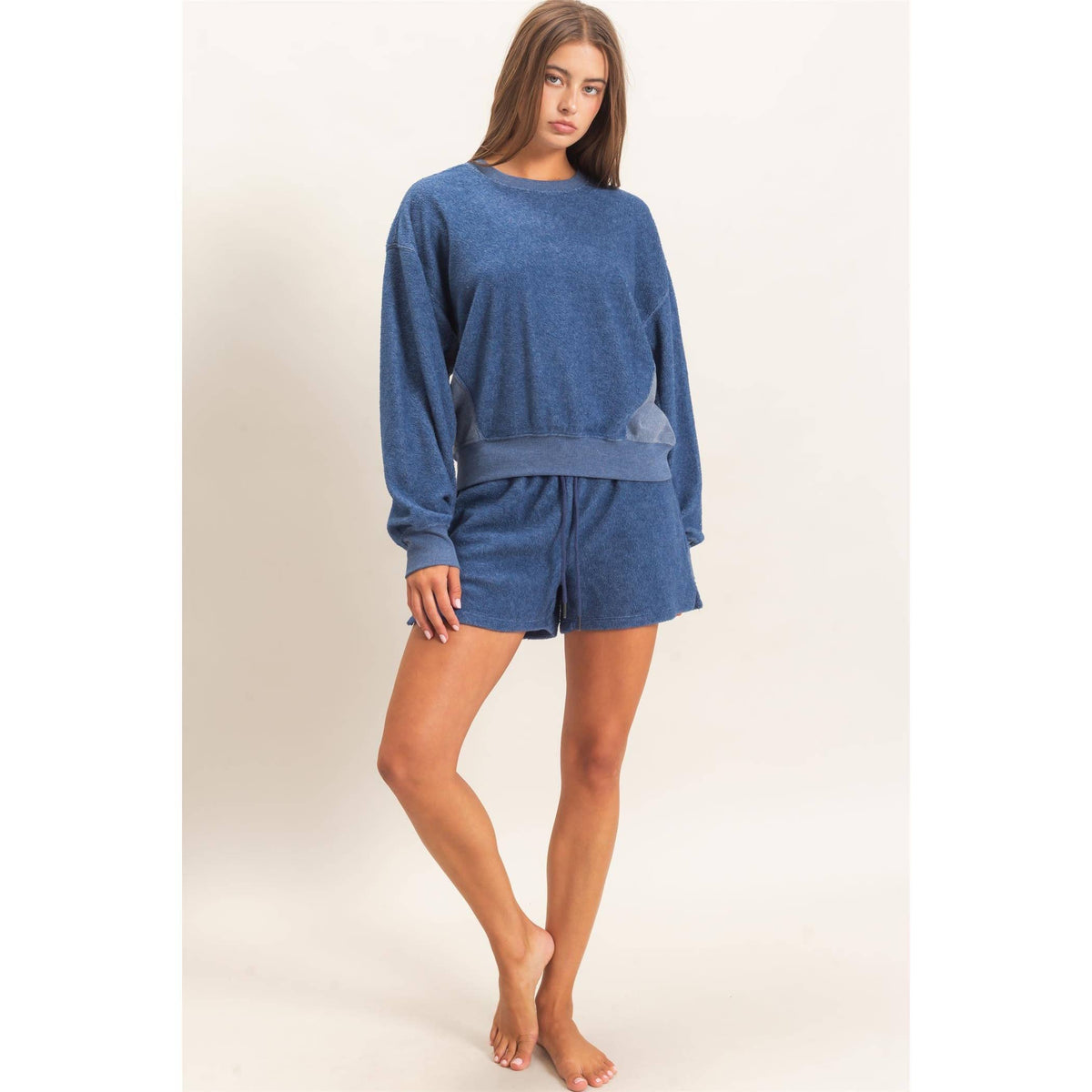 Contrast Sweatshirt & Shorts Set