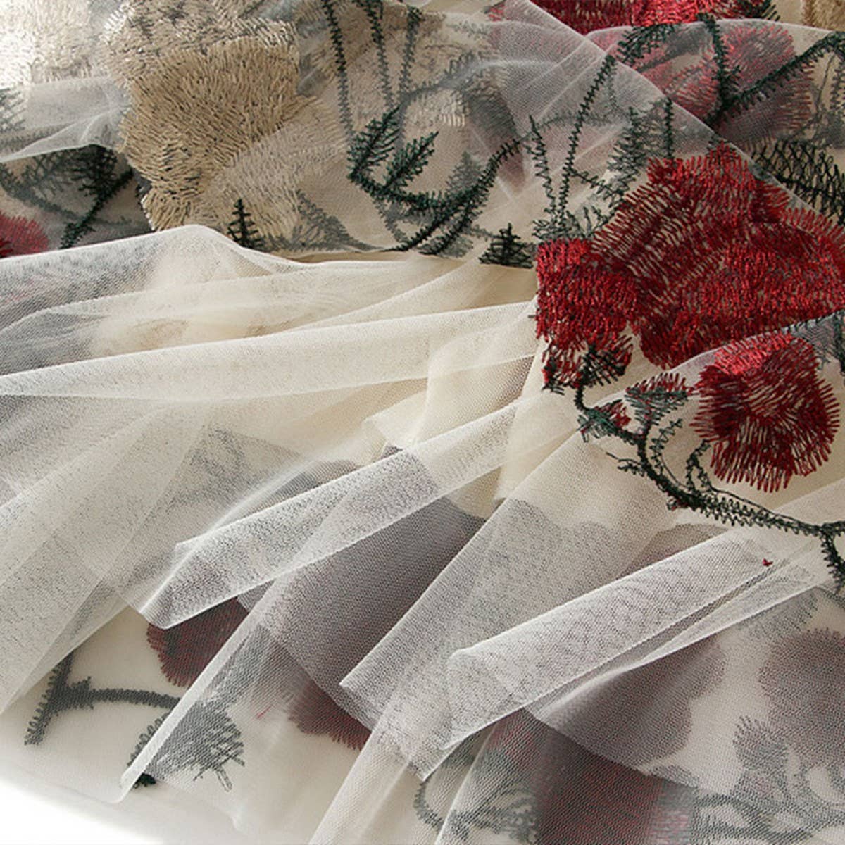 Vintage Floral Embroidered Tulle
