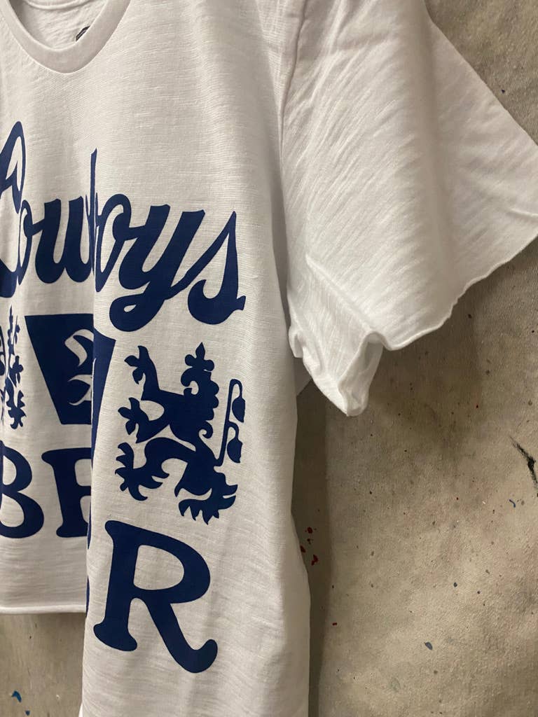 Cowboys and Beer Logo Baby doll crop tee