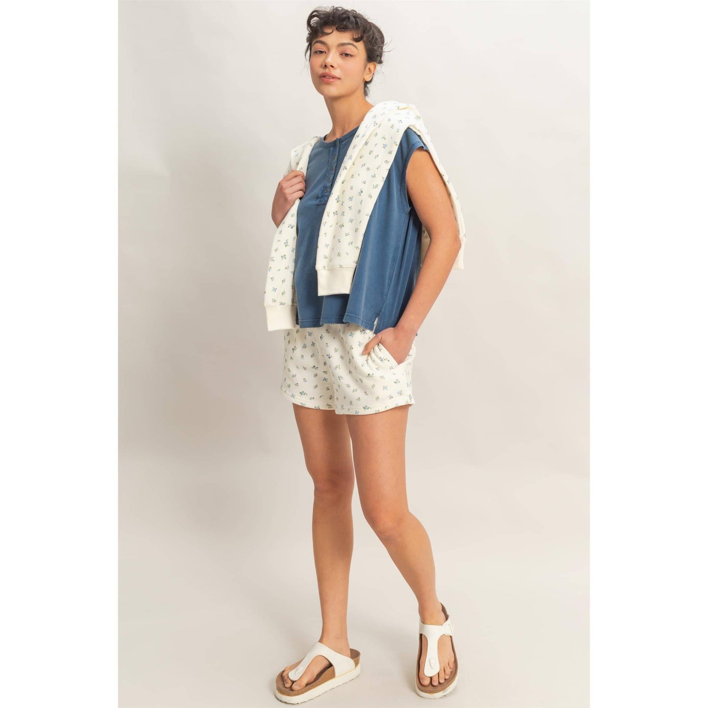 Ditsy Floral French Terry Shorts