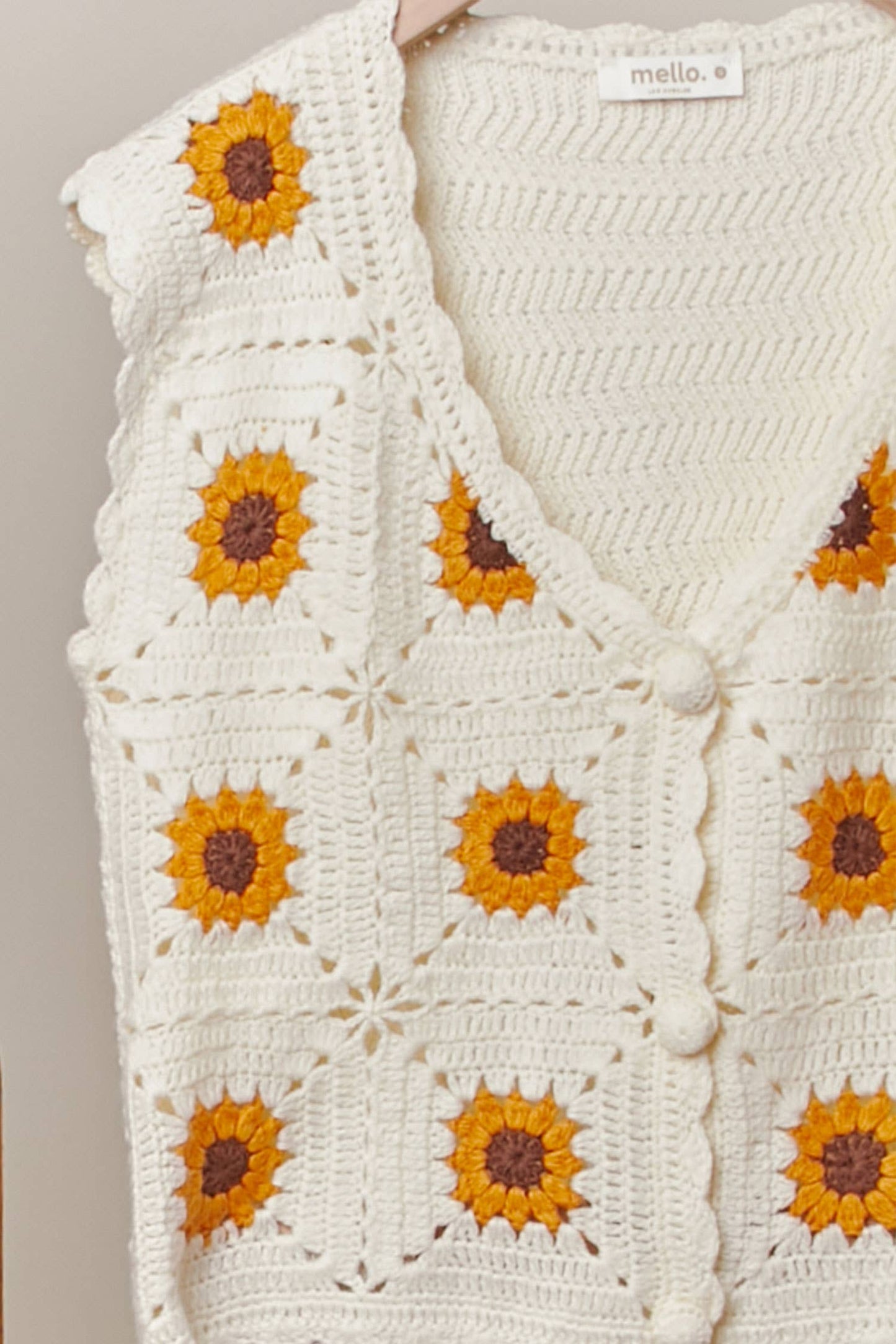 Hand Made Sunflower Embroidered Vest