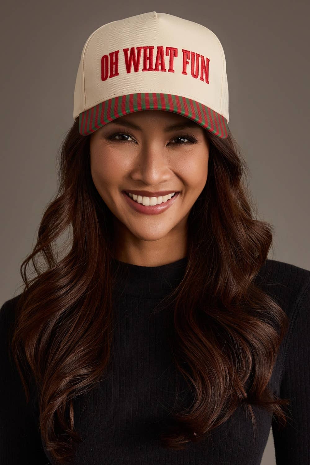 Oh What Fun Striped Trucker Hat