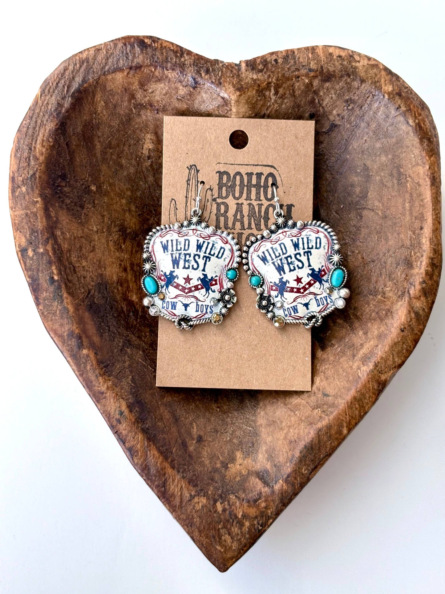 Western Style Pendant with Turquoise Stone Drop Earrings