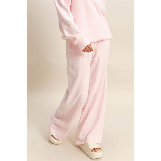 Acid Wash French Terry Wide-Leg Pants