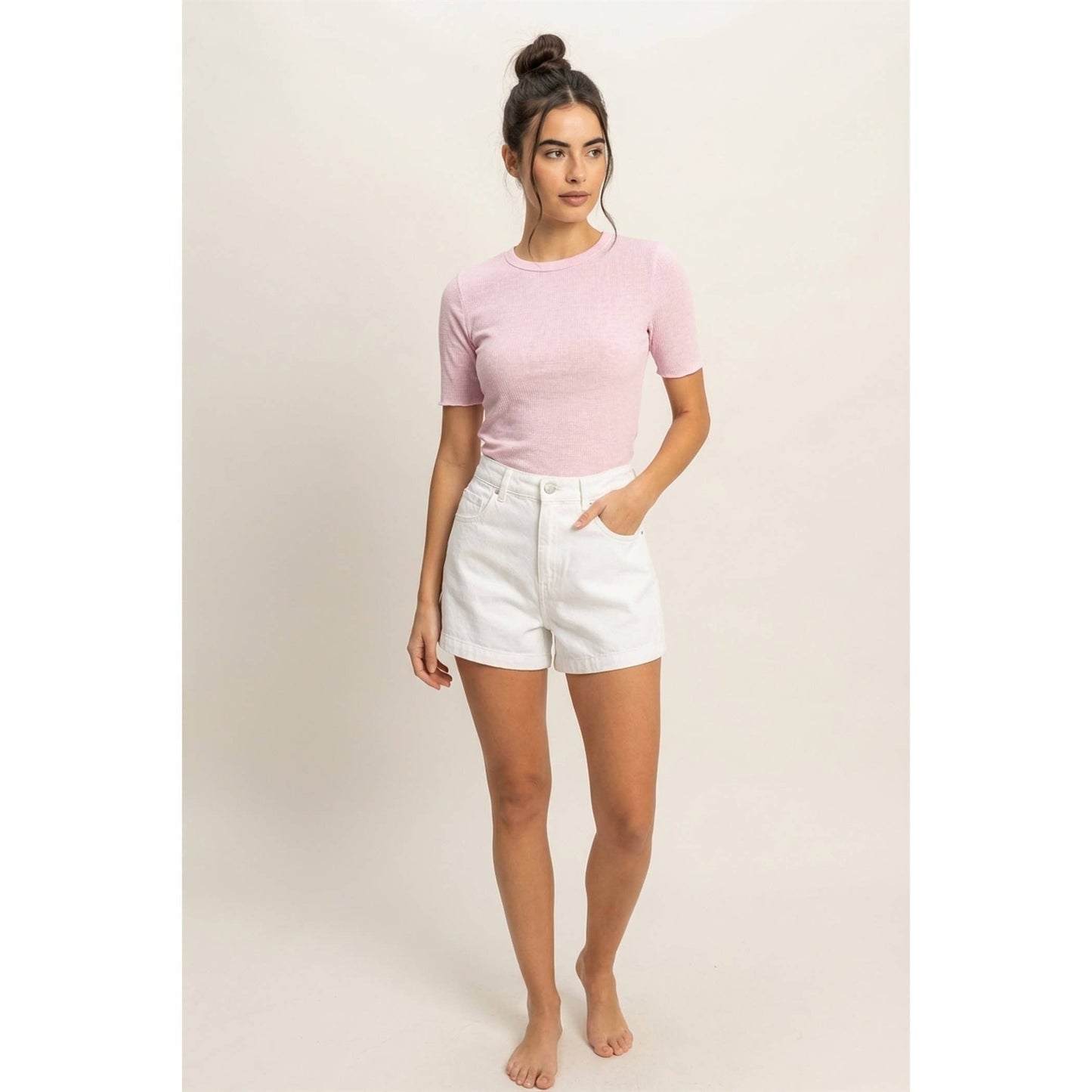 Ribbed Short Sleeve Top