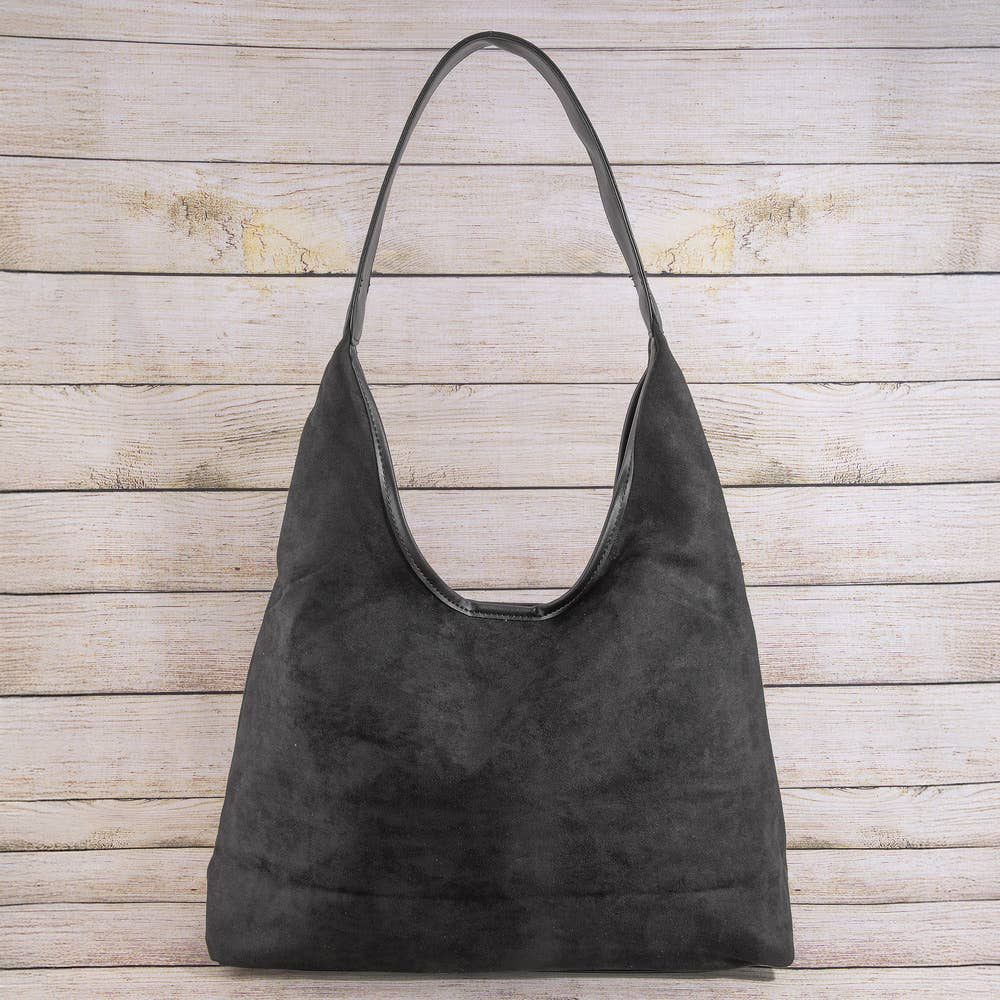Large Suede Slouchy Hobo Shoulder Bag