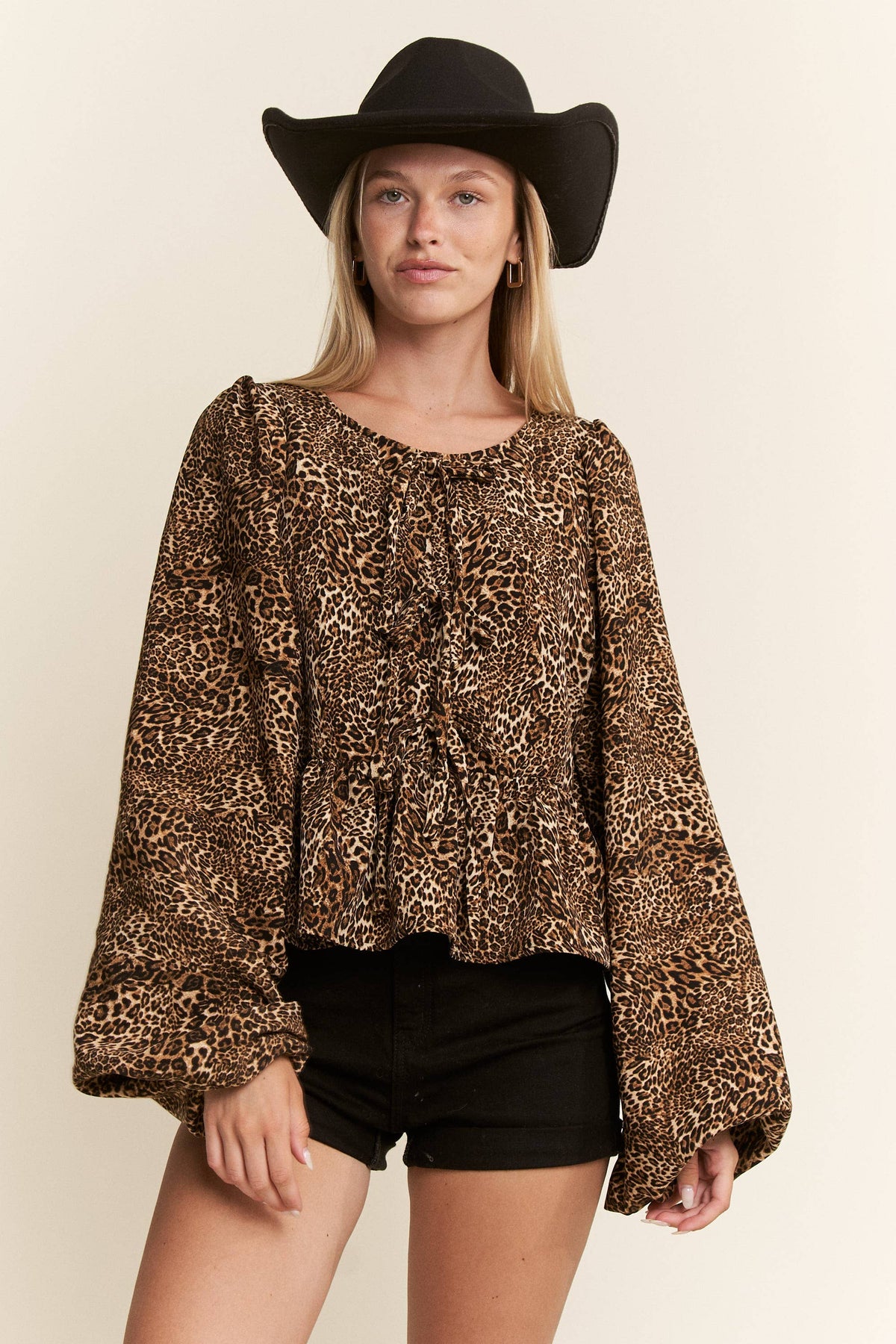 LEOPARD PRINT BOW FRONT TOP- Plus