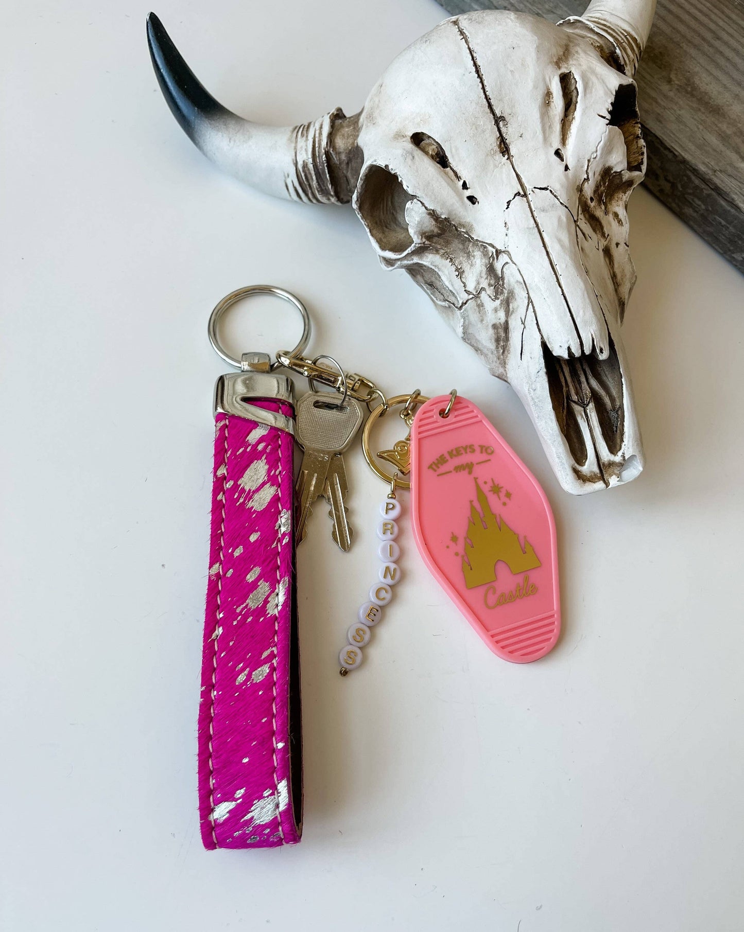 Western Hair On Cowhide Keychain