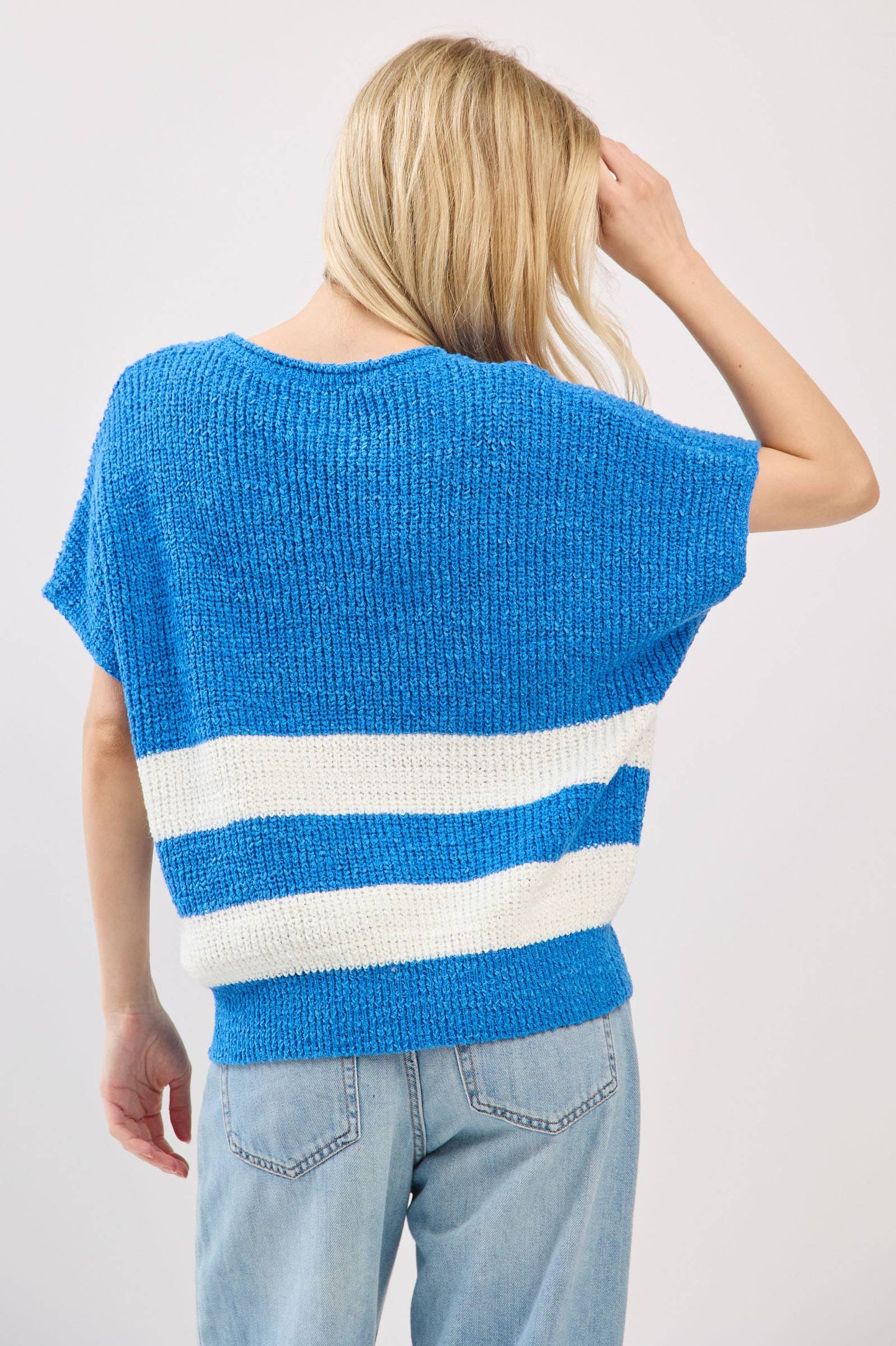 Stripe Knit Sleeveless Sweater