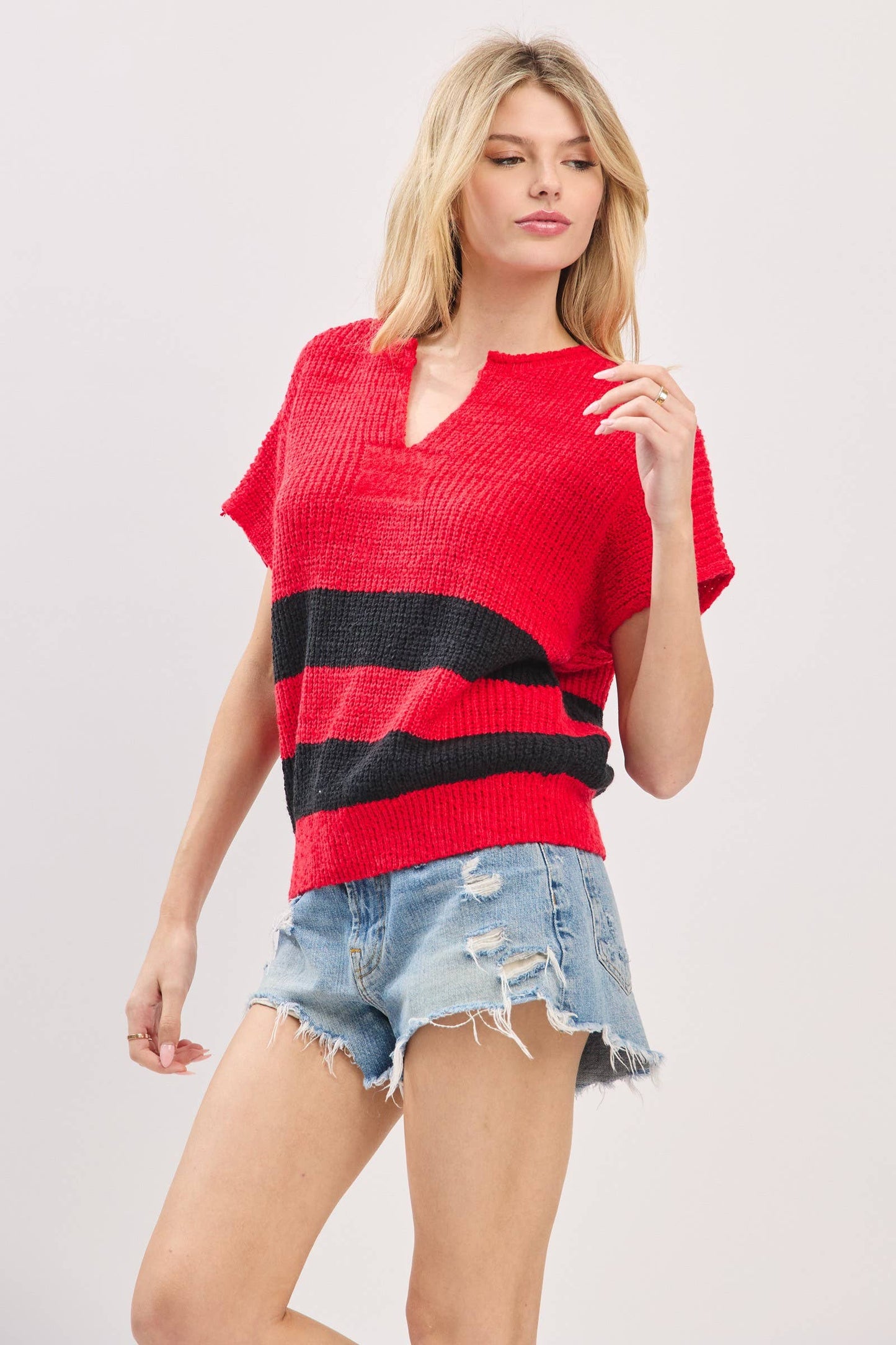 Stripe Knit Sleeveless Sweater