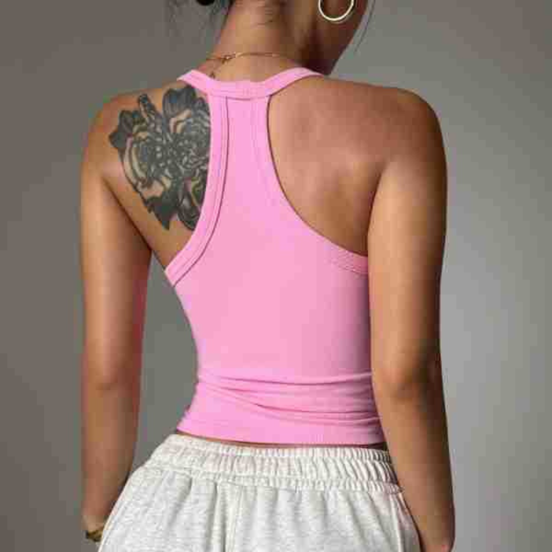Women's Ribbed V Neck Racerback Slim Fit Tank Top