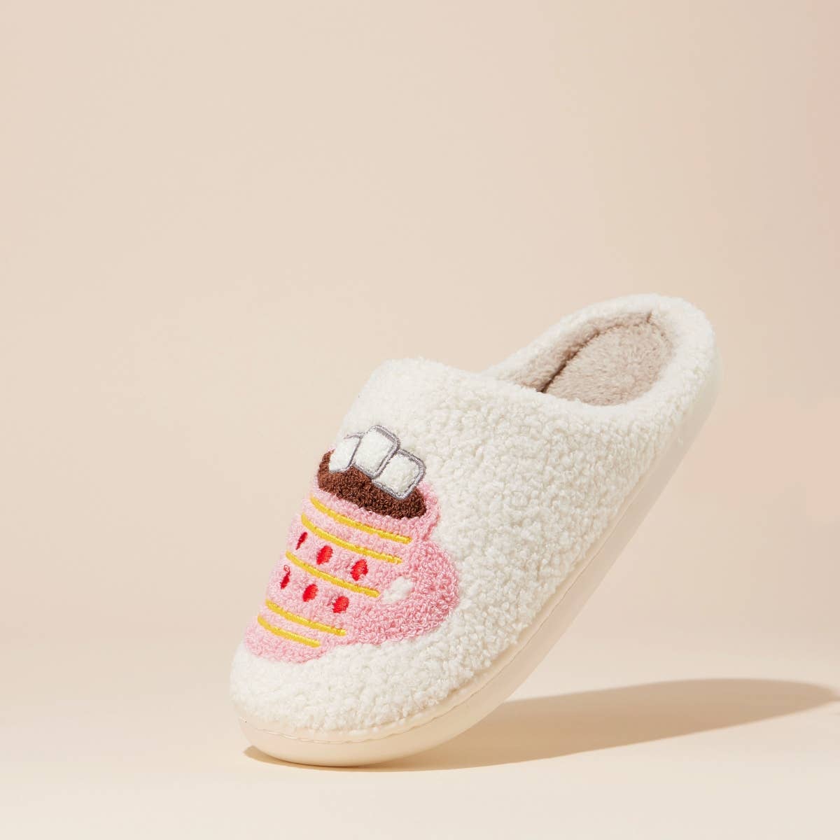 Sherpa Hot Cocoa Home Slippers | Gingerbread Holiday House Shoes
