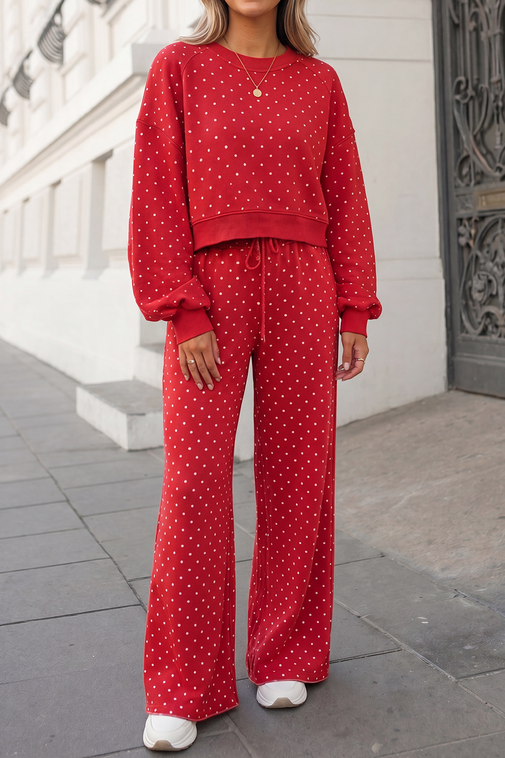 Polka Dot Print High Waist Set
