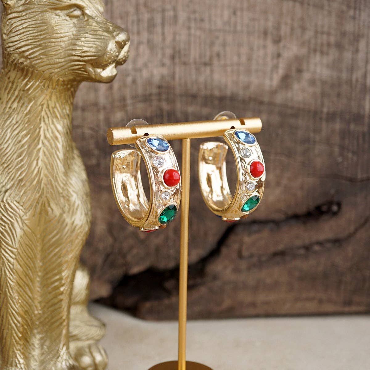 Celestial Glow – Jeweled Hoop Earrings