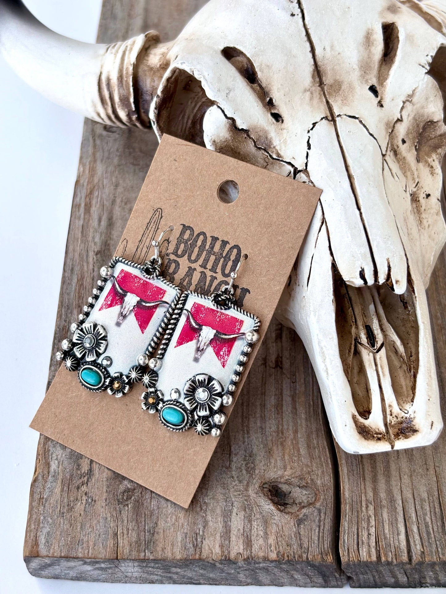 Western Style Pendant with Turquoise Stone Drop Earrings