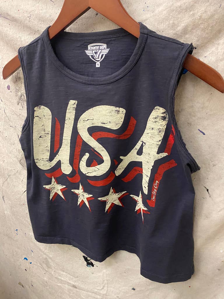 USA Vintage Muscle Crop Top