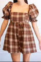 Brown Plaid Romper