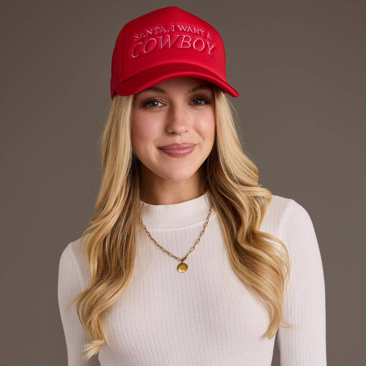 Santa I Want a Cowboy Trucker Hat