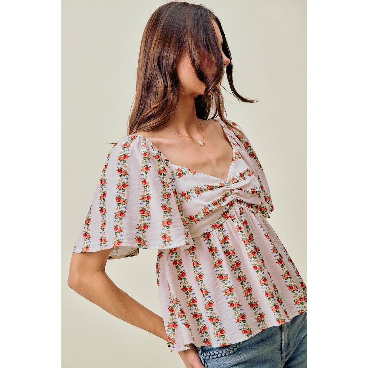 FLORAL FLUTTER BLOUSE