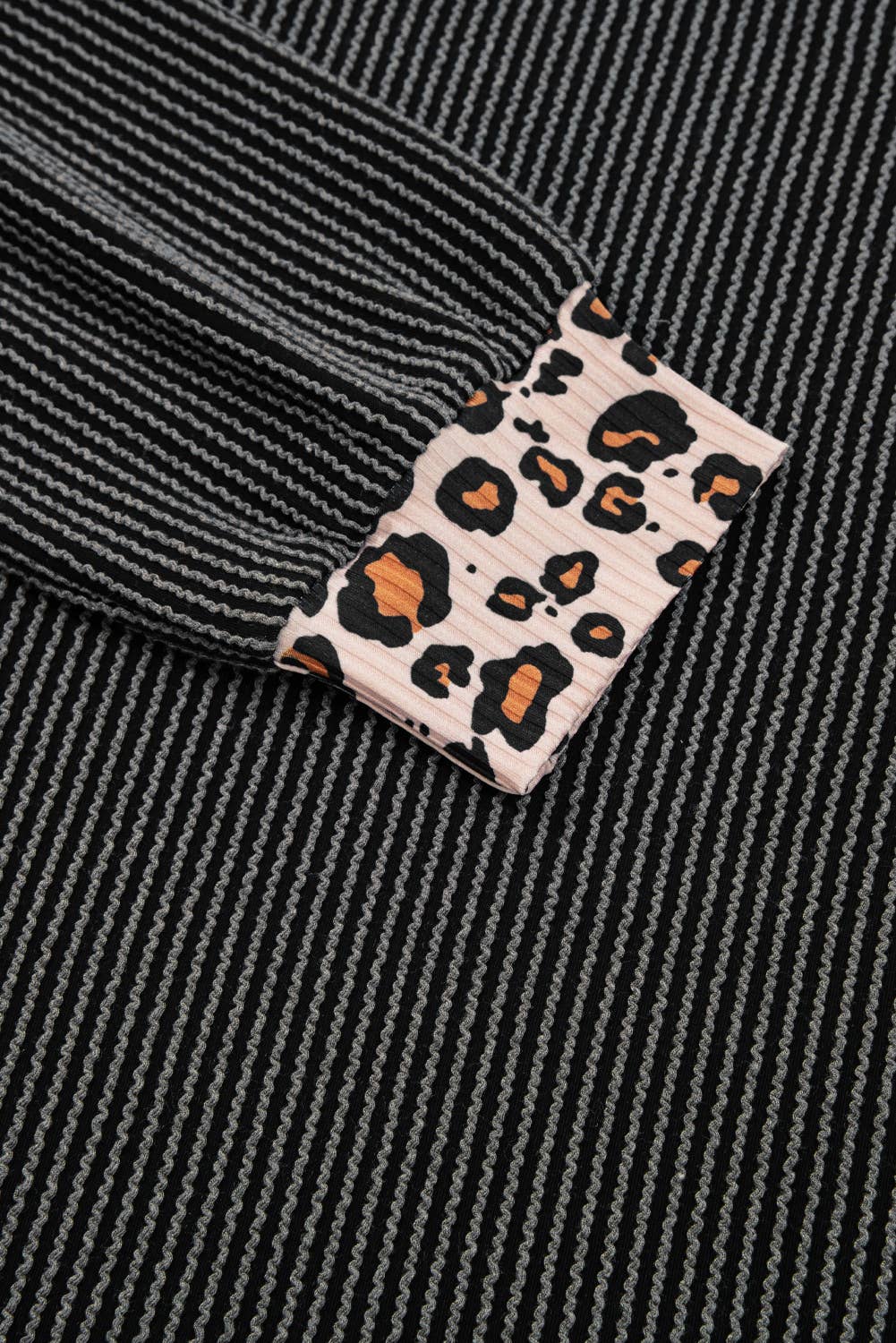Rib Texture Leopard Patchwork Detail 2pcs Pant Set (S-XL)