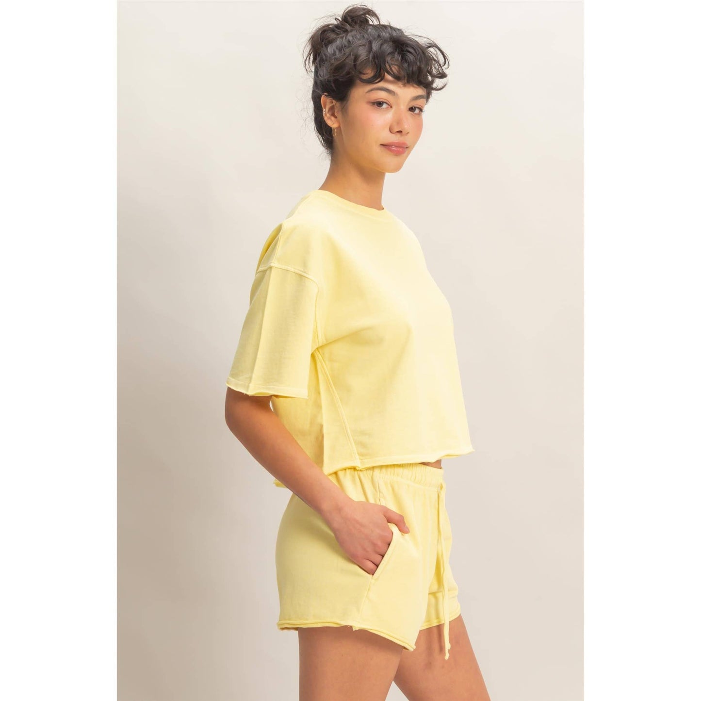 Short Sleeve Crew Neck Top And Shorts Set